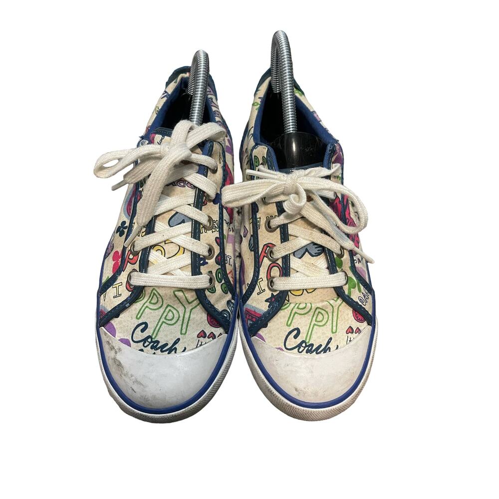 Coach Women's Barrett Poppy Scribble Low Top Sneakers Sz 9.5